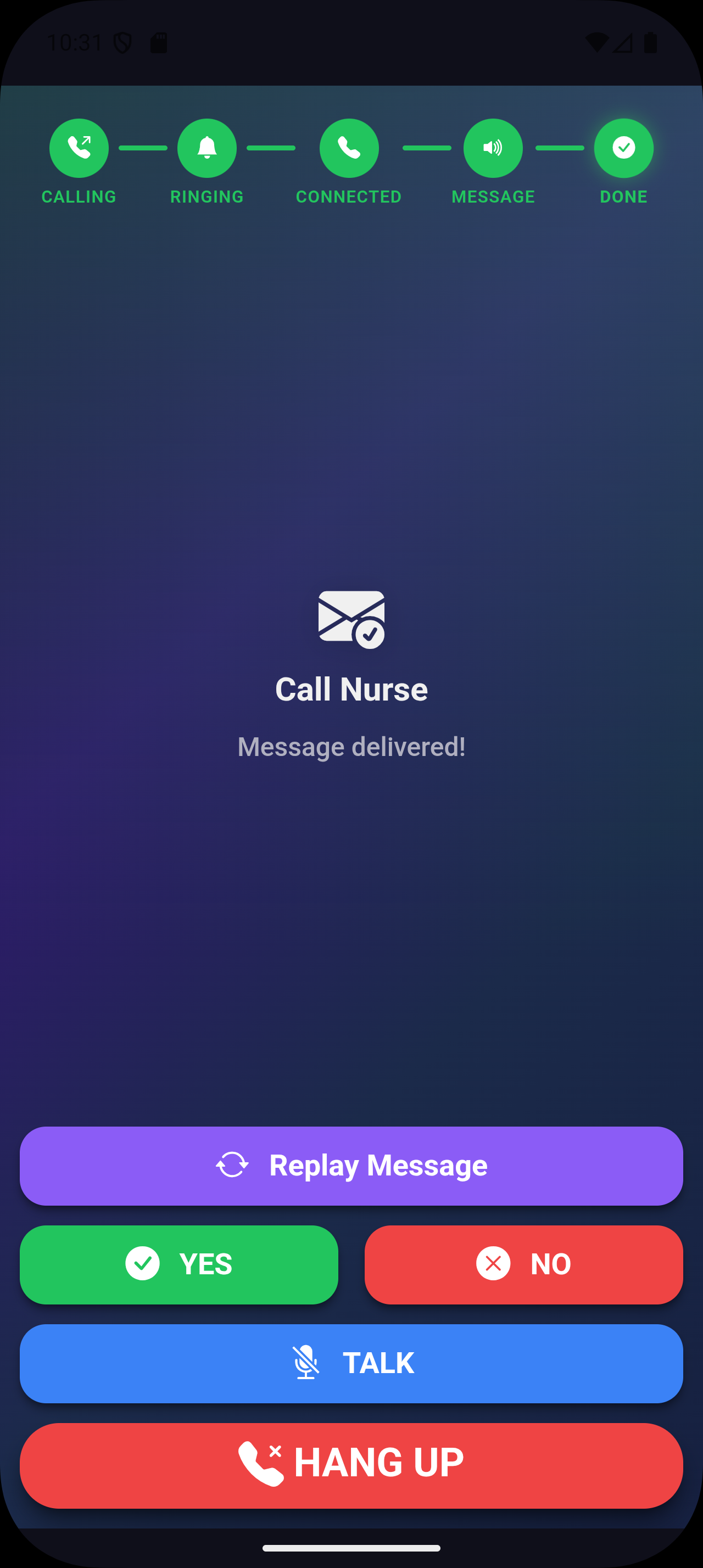 SignalButton messaging screen